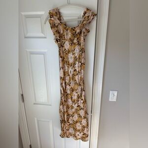 Madewell Floral Maxi Dress with Ruffle Sleeves - Yellow and Cream